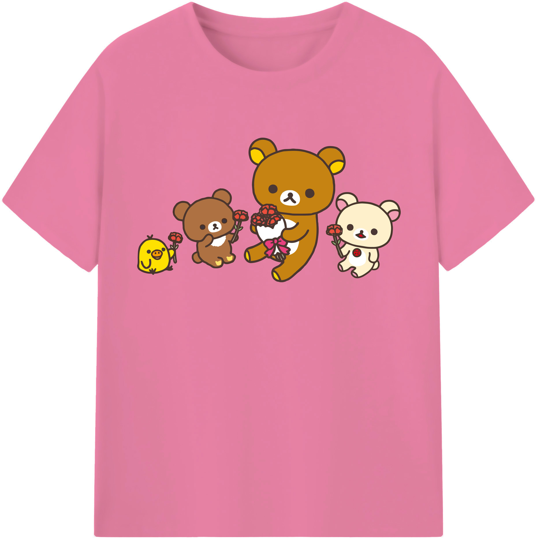 （画像用） リラックマ リラックマ キイロイトリ Rilakkuma Korilakkuma Kiiroitori 綿100％半袖Tシャツ（フロントプリント）